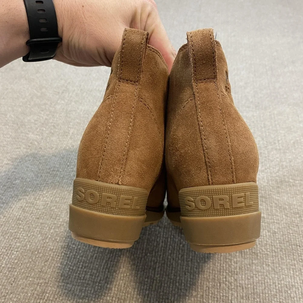 Sorel‎ Chelsea Boots Womens Size 9.5 Brown Nubuck Ankle Wedge Pull On NL5020-243